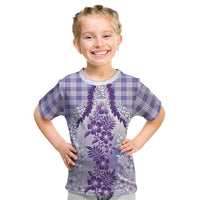 Aloha Hawaii Palaka Kid T Shirt Purple Plumeria Lei LT05 Purple - Polynesian Pride