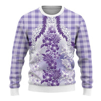 Aloha Hawaii Palaka Ugly Christmas Sweater Purple Plumeria Lei - Polynesian Pride