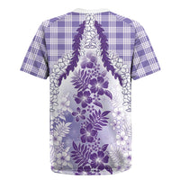 Aloha Hawaii Palaka Rugby Jersey Purple Plumeria Lei LT05 - Polynesian Pride