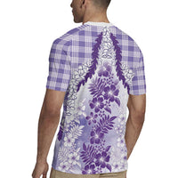 Aloha Hawaii Palaka Rugby Jersey Purple Plumeria Lei - Polynesian Pride