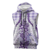 Aloha Hawaii Palaka Sleeveless Zip Hoodie Purple Plumeria Lei LT05 Purple - Polynesian Pride