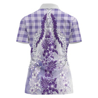 Aloha Hawaii Palaka Women Polo Shirt Purple Plumeria Lei LT05 - Polynesian Pride