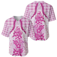 Aloha Hawaii Palaka Baseball Jersey Pink Plumeria Lei - Polynesian Pride