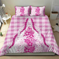 Aloha Hawaii Palaka Bedding Set Pink Plumeria Lei - Polynesian Pride