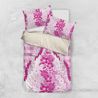 Aloha Hawaii Palaka Bedding Set Pink Plumeria Lei - Polynesian Pride