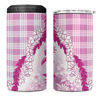 Aloha Hawaii Palaka 4 in 1 Can Cooler Tumbler Pink Plumeria Lei - Polynesian Pride