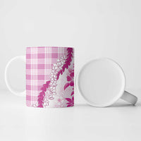 Aloha Hawaii Palaka Ceramic Mug Pink Plumeria Lei - Polynesian Pride