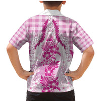 Aloha Hawaii Palaka Family Matching Mermaid Dress and Hawaiian Shirt Pink Plumeria Lei - Polynesian Pride