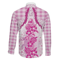 Aloha Hawaii Palaka Family Matching Mermaid Dress and Hawaiian Shirt Pink Plumeria Lei - Polynesian Pride