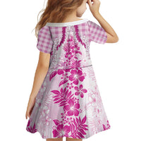 Aloha Hawaii Palaka Family Matching Off Shoulder Maxi Dress and Hawaiian Shirt Pink Plumeria Lei - Polynesian Pride