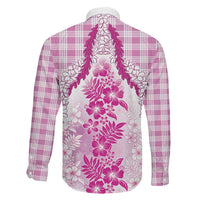 Aloha Hawaii Palaka Family Matching Puletasi and Hawaiian Shirt Pink Plumeria Lei - Polynesian Pride