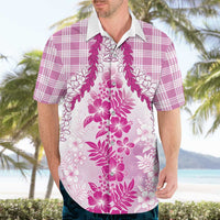 Aloha Hawaii Palaka Hawaiian Shirt Pink Plumeria Lei LT05 - Polynesian Pride
