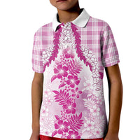 Aloha Hawaii Palaka Kid Polo Shirt Pink Plumeria Lei LT05 Kid Pink - Polynesian Pride