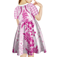 Aloha Hawaii Palaka Kid Short Sleeve Dress Pink Plumeria Lei LT05 - Polynesian Pride
