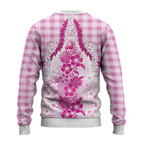 Aloha Hawaii Palaka Ugly Christmas Sweater Pink Plumeria Lei - Polynesian Pride