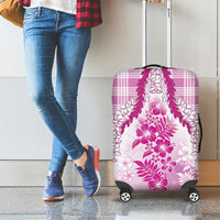 Aloha Hawaii Palaka Luggage Cover Pink Plumeria Lei - Polynesian Pride