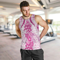 Aloha Hawaii Palaka Men Tank Top Pink Plumeria Lei - Polynesian Pride