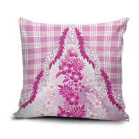 Aloha Hawaii Palaka Pillow Cover Pink Plumeria Lei - Polynesian Pride