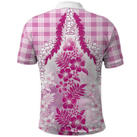 Aloha Hawaii Palaka Polo Shirt Pink Plumeria Lei LT05 - Polynesian Pride