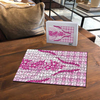 Aloha Hawaii Palaka Puzzle Pink Plumeria Lei - Polynesian Pride