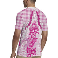 Aloha Hawaii Palaka Rugby Jersey Pink Plumeria Lei LT05 - Polynesian Pride