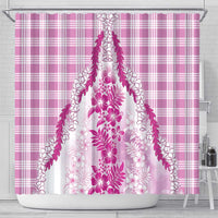 Aloha Hawaii Palaka Shower Curtain Pink Plumeria Lei - Polynesian Pride