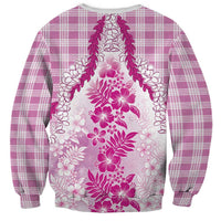 Aloha Hawaii Palaka Sweatshirt Pink Plumeria Lei - Polynesian Pride