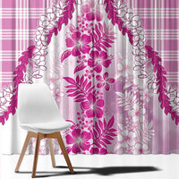 Aloha Hawaii Palaka Window Curtain Pink Plumeria Lei - Polynesian Pride