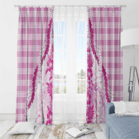 Aloha Hawaii Palaka Window Curtain Pink Plumeria Lei - Polynesian Pride