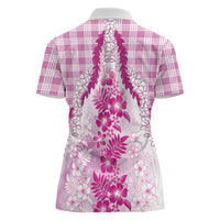 Aloha Hawaii Palaka Women Polo Shirt Pink Plumeria Lei LT05 - Polynesian Pride