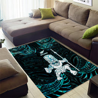 New Zealand Maori Taiaha Area Rug Tiki Warrior Paua Shell LT05 - Polynesian Pride