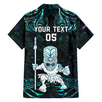 Custom New Zealand Maori Taiaha Family Matching Off Shoulder Long Sleeve Dress and Hawaiian Shirt Tiki Warrior Paua Shell LT05 - Polynesian Pride