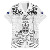 Custom New Zealand Maori Taiaha Hawaiian Shirt Tiki Warrior White LT05 White - Polynesian Pride