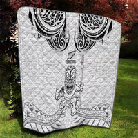 New Zealand Maori Taiaha Quilt Tiki Warrior White LT05 - Polynesian Pride