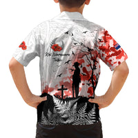 Kei Wareware Tatou New Zealand ANZAC Day Family Matching Off Shoulder Long Sleeve Dress and Hawaiian Shirt Lest We Forget LT05 - Polynesian Pride