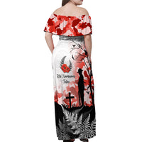 Kei Wareware Tatou New Zealand ANZAC Day Off Shoulder Maxi Dress Lest We Forget LT05 - Polynesian Pride