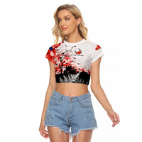 Kei Wareware Tatou New Zealand ANZAC Day Raglan Cropped T Shirt Lest We Forget LT05 Female White - Polynesian Pride