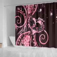 New Zealand Valentine Shower Curtain Aroha Sweet Pink Piwakawaka