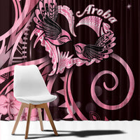 New Zealand Valentine Window Curtain Aroha Sweet Pink Piwakawaka LT05 - Polynesian Pride