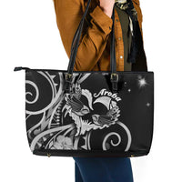 New Zealand Valentine Leather Tote Bag Aroha Gray Piwakawaka LT05 - Polynesian Pride