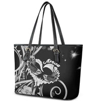 New Zealand Valentine Leather Tote Bag Aroha Gray Piwakawaka LT05 - Polynesian Pride