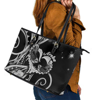 New Zealand Valentine Leather Tote Bag Aroha Gray Piwakawaka LT05 - Polynesian Pride