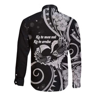 New Zealand Valentine Long Sleeve Button Shirt Aroha Gray Piwakawaka
