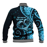 New Zealand Valentine Baseball Jacket Aroha Cyan Piwakawaka LT05 - Polynesian Pride