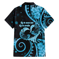 New Zealand Valentine Hawaiian Shirt Aroha Cyan Piwakawaka LT05 - Polynesian Pride