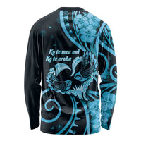 New Zealand Valentine Long Sleeve Shirt Aroha Cyan Piwakawaka LT05 - Polynesian Pride