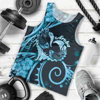 New Zealand Valentine Men Tank Top Aroha Cyan Piwakawaka LT05 - Polynesian Pride