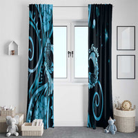 New Zealand Valentine Window Curtain Aroha Cyan Piwakawaka LT05 - Polynesian Pride