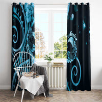 New Zealand Valentine Window Curtain Aroha Cyan Piwakawaka LT05 - Polynesian Pride