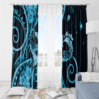 New Zealand Valentine Window Curtain Aroha Cyan Piwakawaka LT05 - Polynesian Pride
